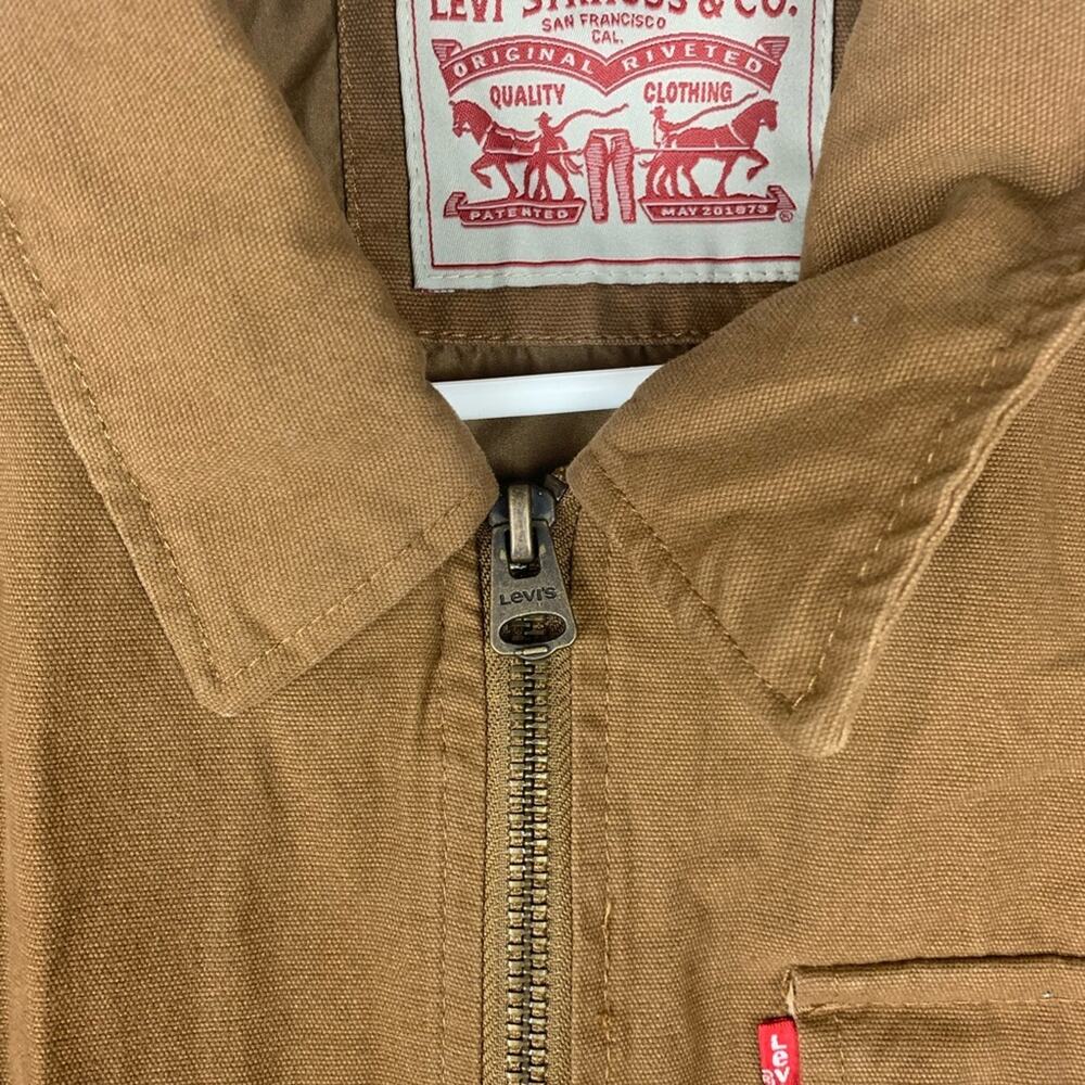 Levi's Men's xl extra large Tan Military Jacket zip up lightweight khaki denim - Picture 5 of 11